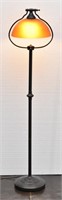 Pole Style Floor Lamp w/ Amber Glass Shade