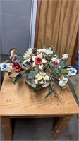 Italian painted metal floral, flower, vase,