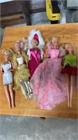 Collection of 5 vintage 1966 Barbie dolls marked