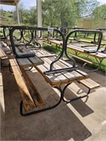 8ft Wooden Top/Metal Frame Picnic Table - 2 Tables