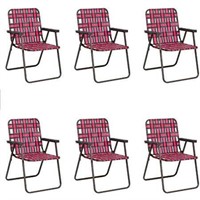 Gymax Set of 6 Patio Folding Web Chair Set Portabl
