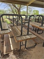 6ft Wooden Top/Metal Frame Picnic Table - 2 Tables