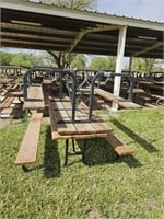 6ft Wooden Top/Metal Frame Picnic Table - 2 Tables