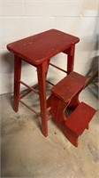 Red painted vintage stepstool with swing