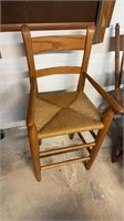 Vintage Clore child’s tall armchair, with a woven