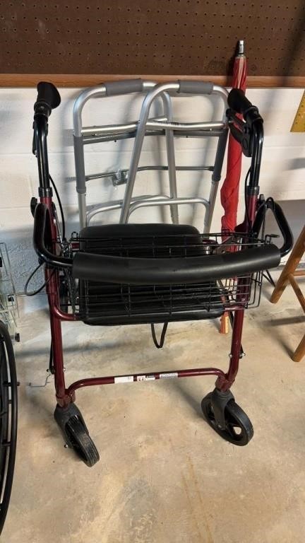 Push Walker with seat, double hand, brakes, and