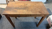 Small antique child oak work desk, with one
