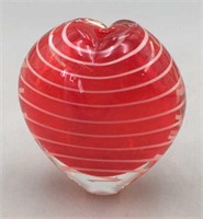 Blown Murano Red & White Striped Heart Bud Vase
