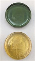 Gold Etched Fornataro & Green Glass Paperweight