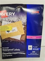 Avery Waterproof Labels, 1? x 2?? White Film