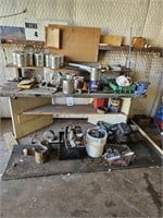 Work Bench with Contents on Bench and Floor