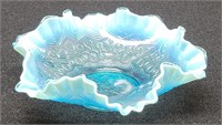 Jefferson Glass Many Loops Fluted Bowl Blue