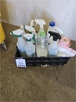 2 crates with Various Cleaning Supplies
