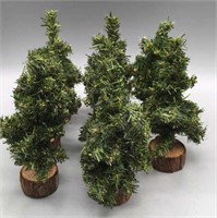 Eight Mini 7 inch Christmas Trees w Base