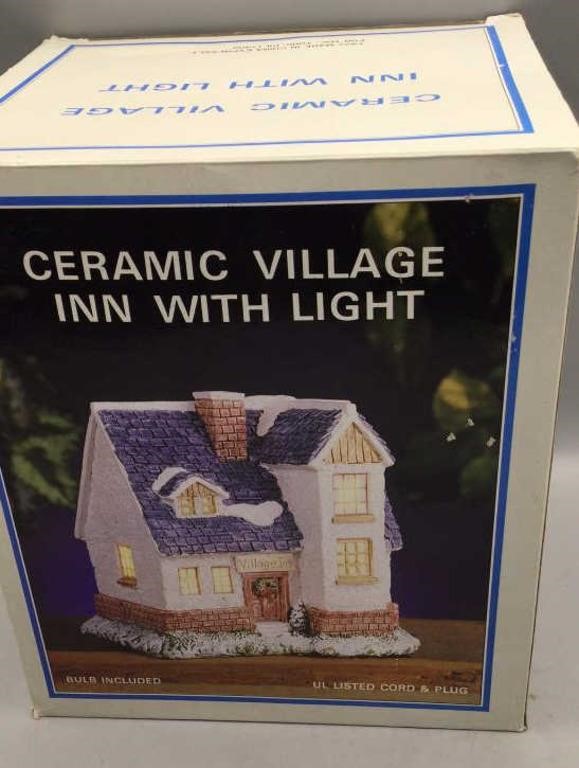 Electric Ceramic Village Inn with Light