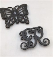 Cast Iron "King George Cypher" & Butterfly Trivets