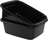 Ramddy 2 Pack 18 Quart Plastic Dish Pan, Black,