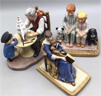 Norman Rockwell Hand Painted Porcelain Figures.