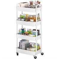 Sywhitta 4-Tier Plastic Rolling Utility Cart with