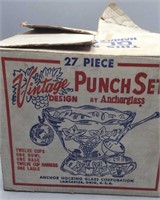 Anchor Hocking Vintage Punch Bowl  Set with Base