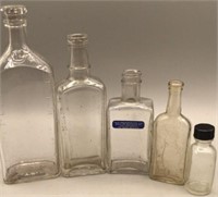 Vintage Pharmaceutical Bottles -Lot of Five