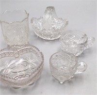 Manganese  Crystal Cut Glass Candy Dishes &  Cups