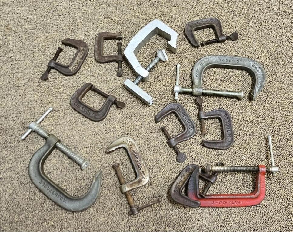 Box of Various C-Clamps