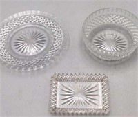 Manganese -  EAPG Glass Three  Condiment  Pieces