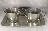 Federal Solid Pewter Cream & Sugar with Tray
