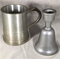 Hampshire Pewter Tankard & Pewter Bell Candle