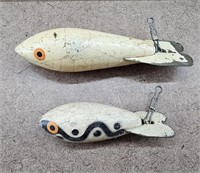 2pc Vtg Wooden Fishing Lures