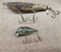 2pc Wooden Fishing Lures - Vintage