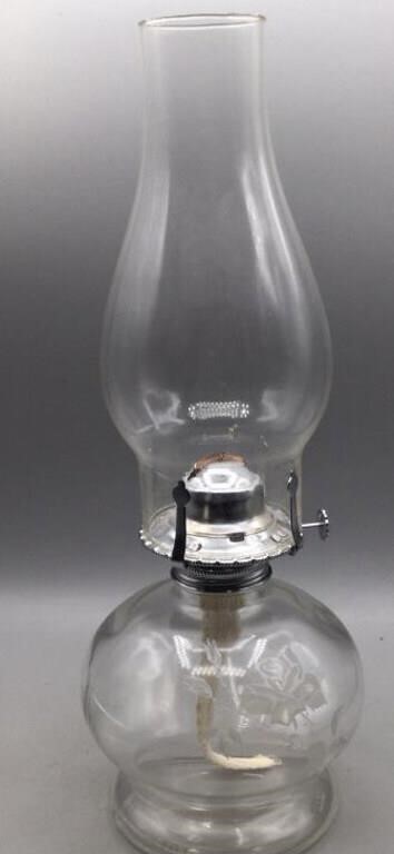 Vintage Clear Glass Oil Lamp.