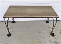 Mid-Century Stone Top Wrough Iron Coffee Table
