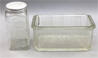 Vintage Hoover Salt Glass Box & Glass Jar