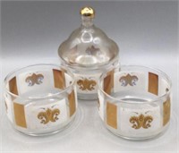 Anchor Hocking  Gold &White Glass Candy Dish