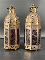 2 Metal Candle Colored Lamps