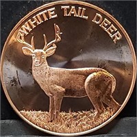 1oz Copper Bullion White Tail Deer Round BU