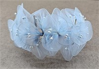 1950s Kentucky Derby Blue Floral Hair Band