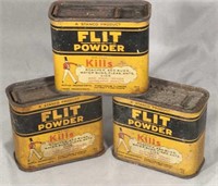 Lot of 3 Vintage Stanco Flit Powder Tins
