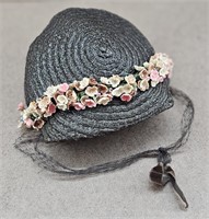 1940s Kentucky Derby Brown Straw Floral Hat
