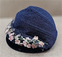 1920s Kentucky Derby Blue Flapper Hat