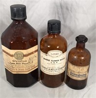 Brown Medicine Bottles-Squibb, Kelly, Hoffmans