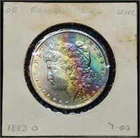 1883-O Morgan Silver Dollar Gem BU Rainbow Toned