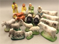 Novelty Chalk Ware Lot, Animals  and Figures.