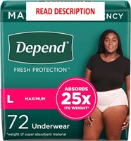 $53  Depend Underwear Women  Large  Blush  72Ct