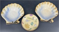 3 Ceramic Shell Themed Dishes