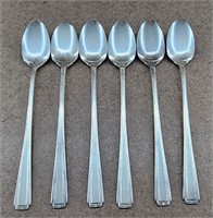 6pc Colonial Pure Silver Plate Ice Tea Spoons