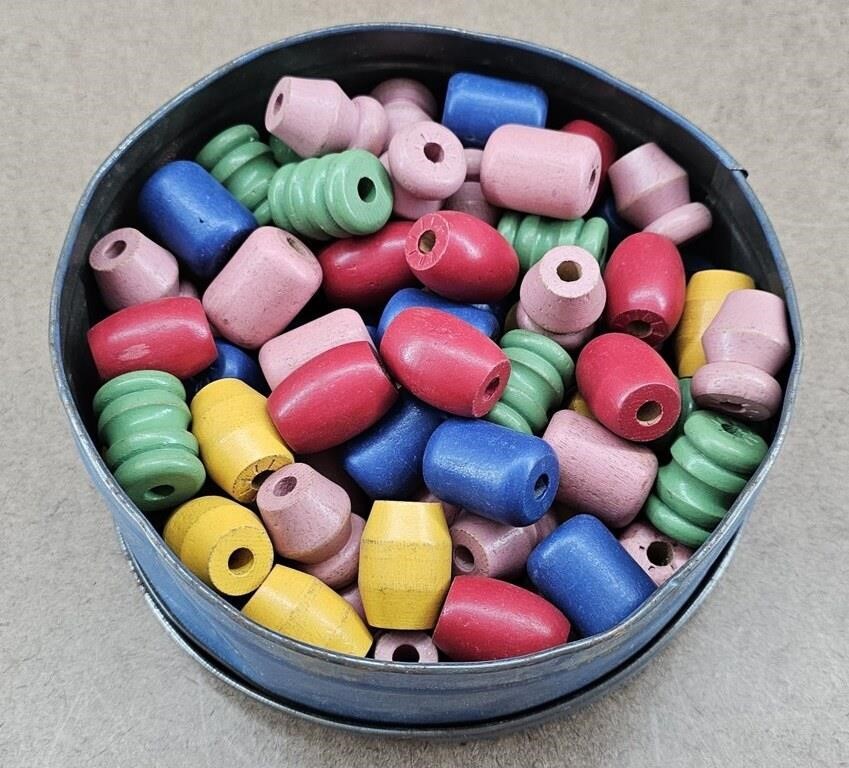 Vintage Wood Beads in Tins