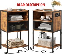 $120  2 Nightstands with Charging Station  Brown